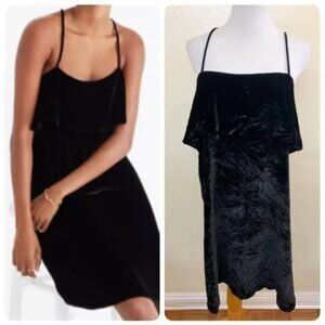 Madewell Velvet Ruffle Mini Dress XS Silk Blend Black $145